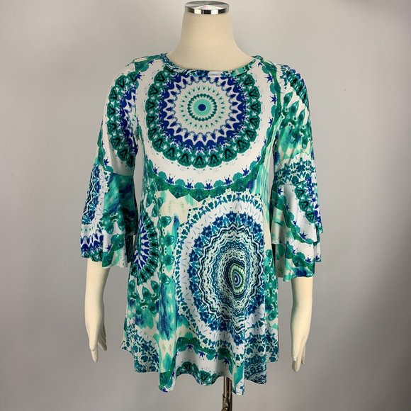 Sol RHR Tunic Stretch Tie Dye Tunic Blouse Pockets - Picture 6 of 8